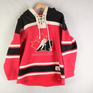 Old Time Hockey Hoodie Mens Medium Red Black Team Canada Hooded Lace Up